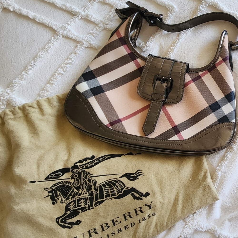 Burberry Women's Checkered Shoulder Bag - Metallic Brown